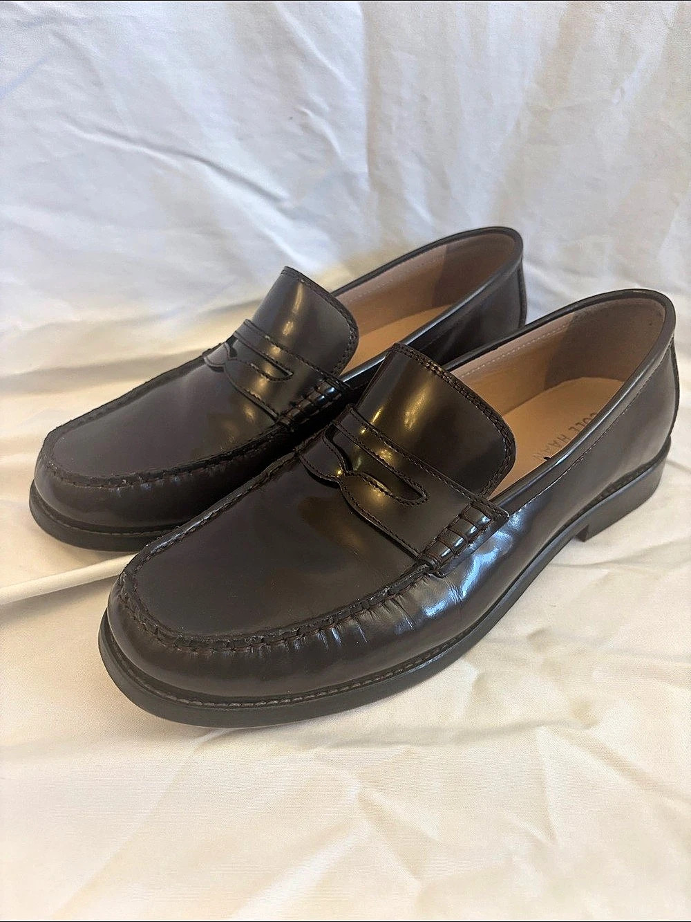Cole Haan Lana Lux Penny Loafers Dark Brown Leather 8C 8 wide (fits like 8.5 9)
